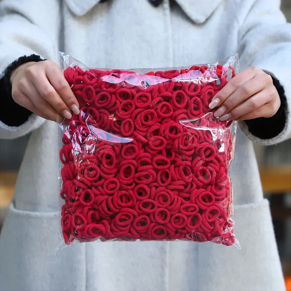 50Pcs/bag Colorful nylon elastic hair ties set