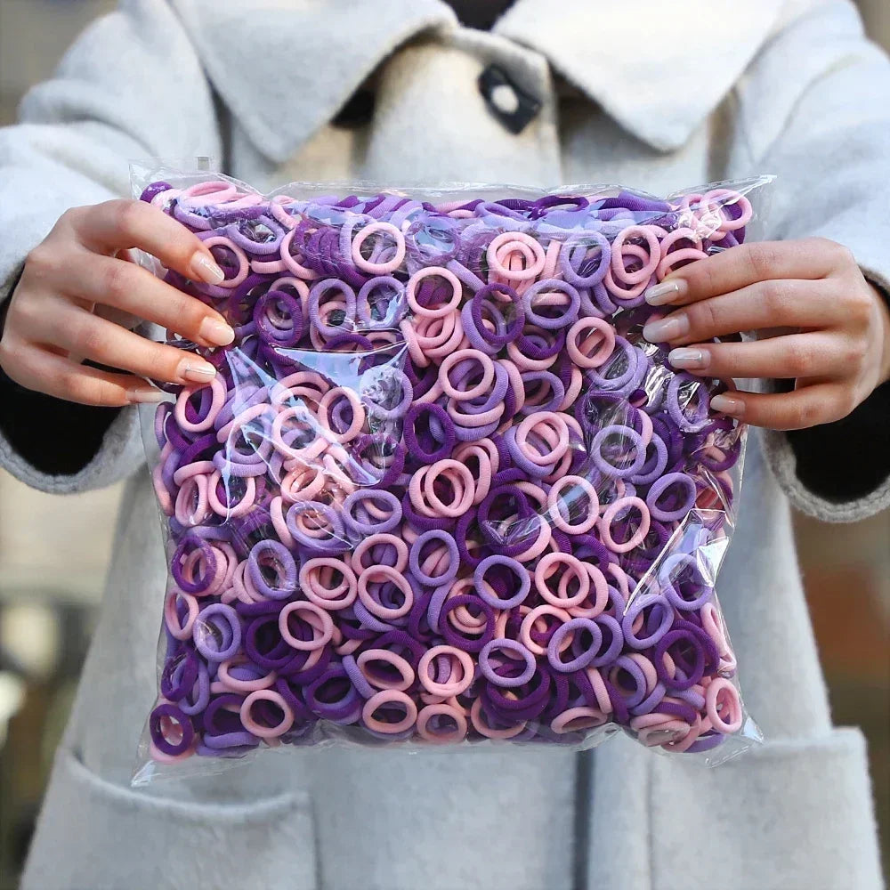 50Pcs/bag Colorful nylon elastic hair ties set