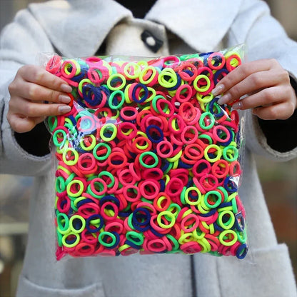 50Pcs/bag Colorful nylon elastic hair ties set