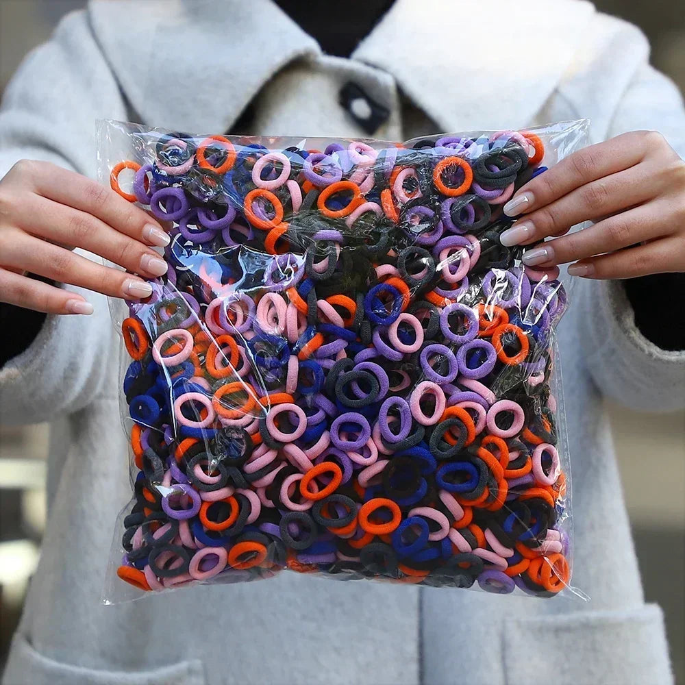 50Pcs/bag Colorful nylon elastic hair ties set