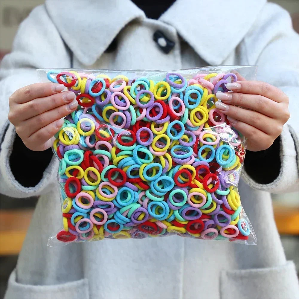 50Pcs/bag Colorful nylon elastic hair ties set