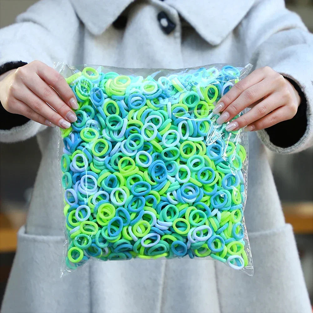 50Pcs/bag Colorful nylon elastic hair ties set