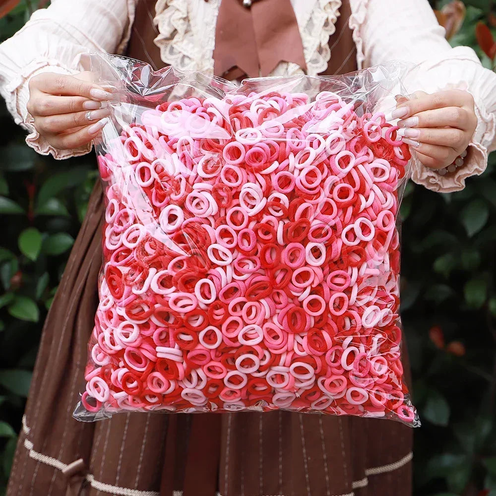 50Pcs/bag Colorful nylon elastic hair ties set