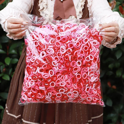 50Pcs/bag Colorful nylon elastic hair ties set