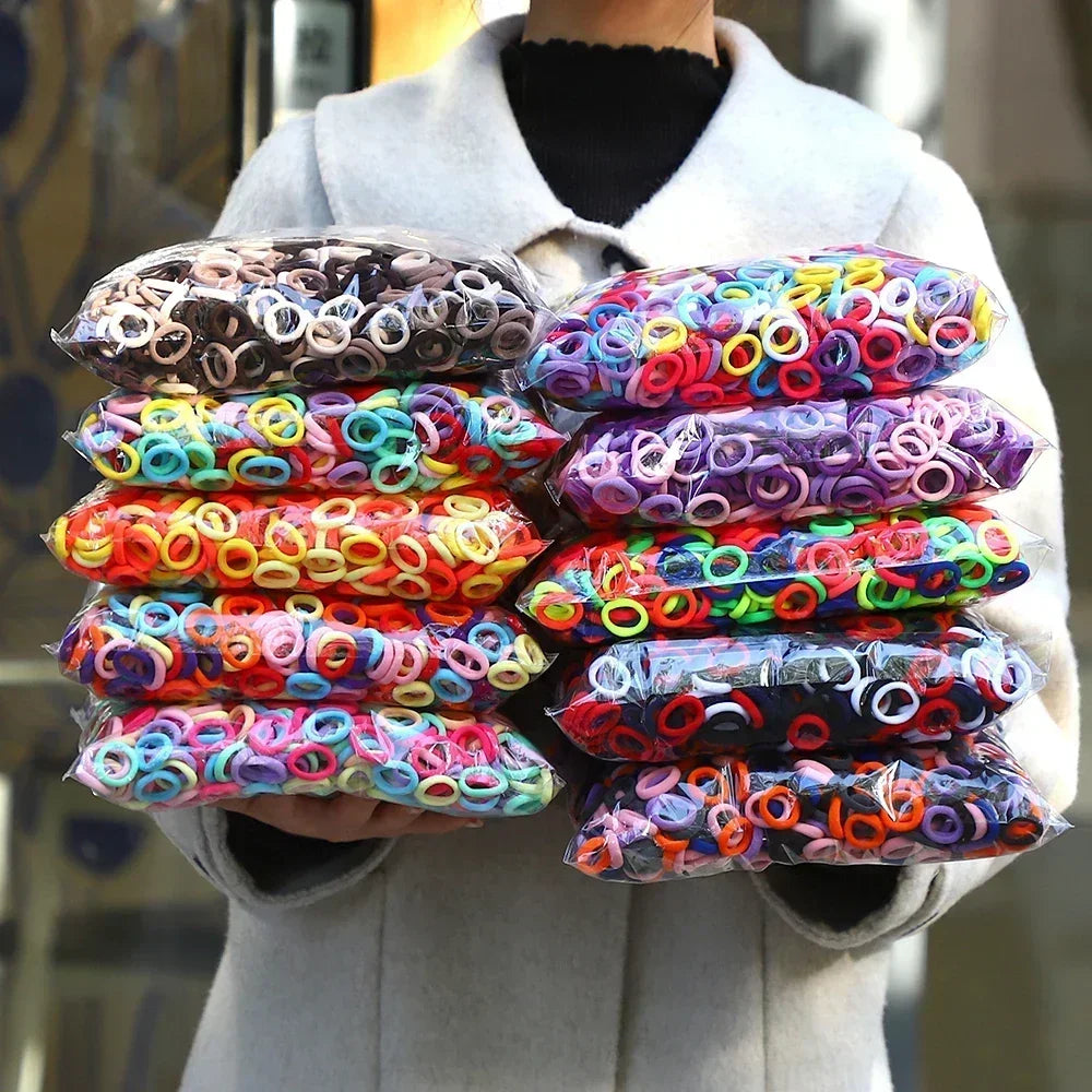 50Pcs/bag Colorful nylon elastic hair ties set