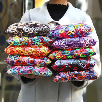 50Pcs/bag Colorful nylon elastic hair ties set