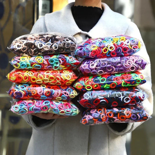 50Pcs/bag Colorful nylon elastic hair ties set