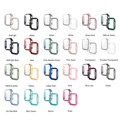 Tempered Glass+Cover For Apple Watch 11 10 9 8 7 46mm 42mm PC Bumper Screen Protector Case iWatch Series 7 6 5 4 SE3 44 40 45mm