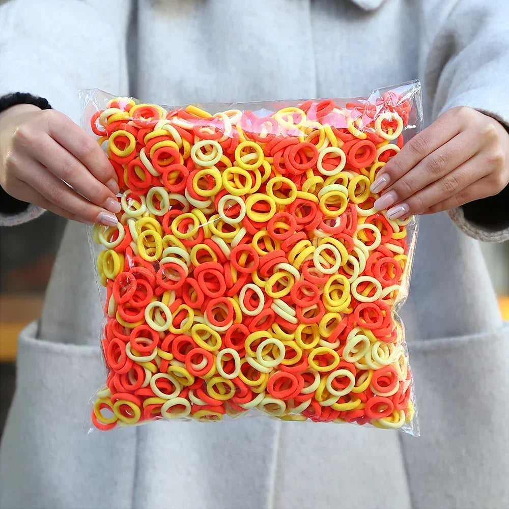 50Pcs/bag Colorful nylon elastic hair ties set