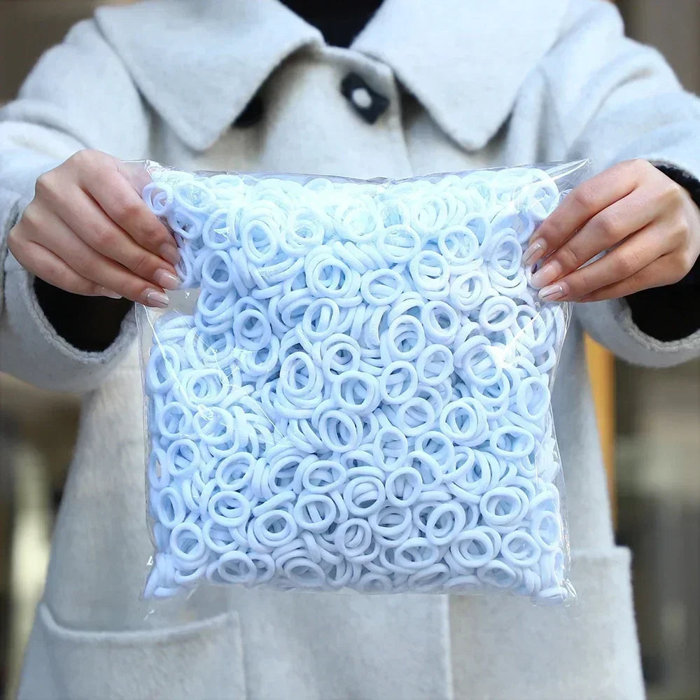 50Pcs/bag Colorful nylon elastic hair ties set