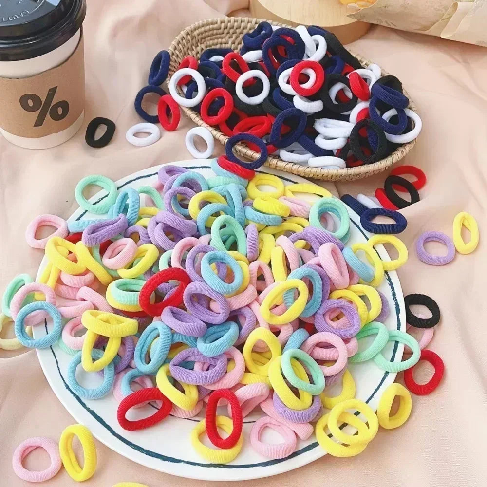 50Pcs/bag Colorful nylon elastic hair ties set