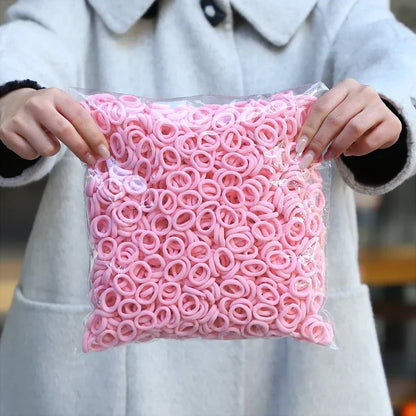 50Pcs/bag Colorful nylon elastic hair ties set